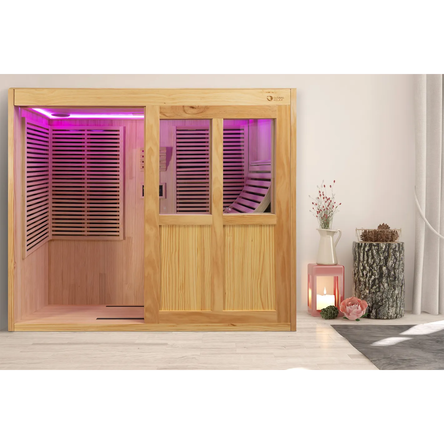 DHARANI S1 PLUS Sauna d'intérieur inclinable pour 1 personne I Panneaux en carbone