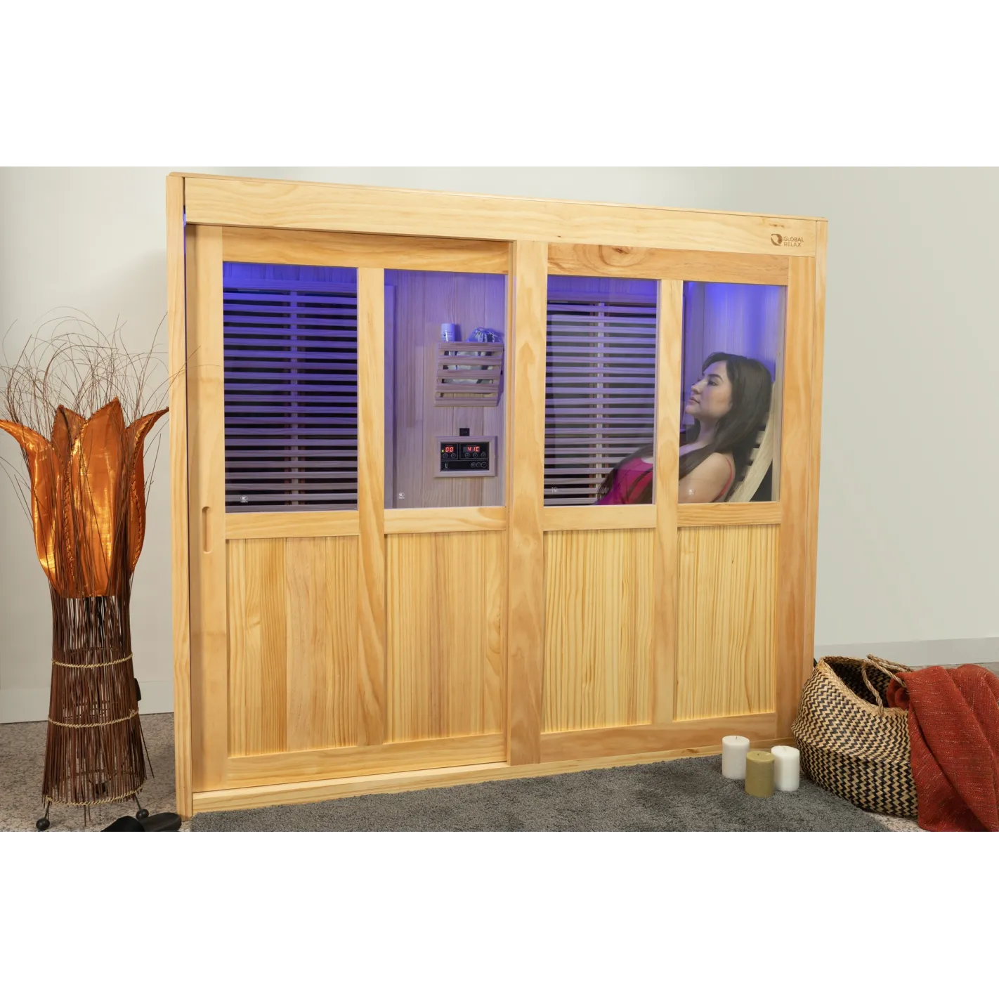 DHARANI S1 PLUS Sauna d'intérieur inclinable pour 1 personne I Panneaux en carbone