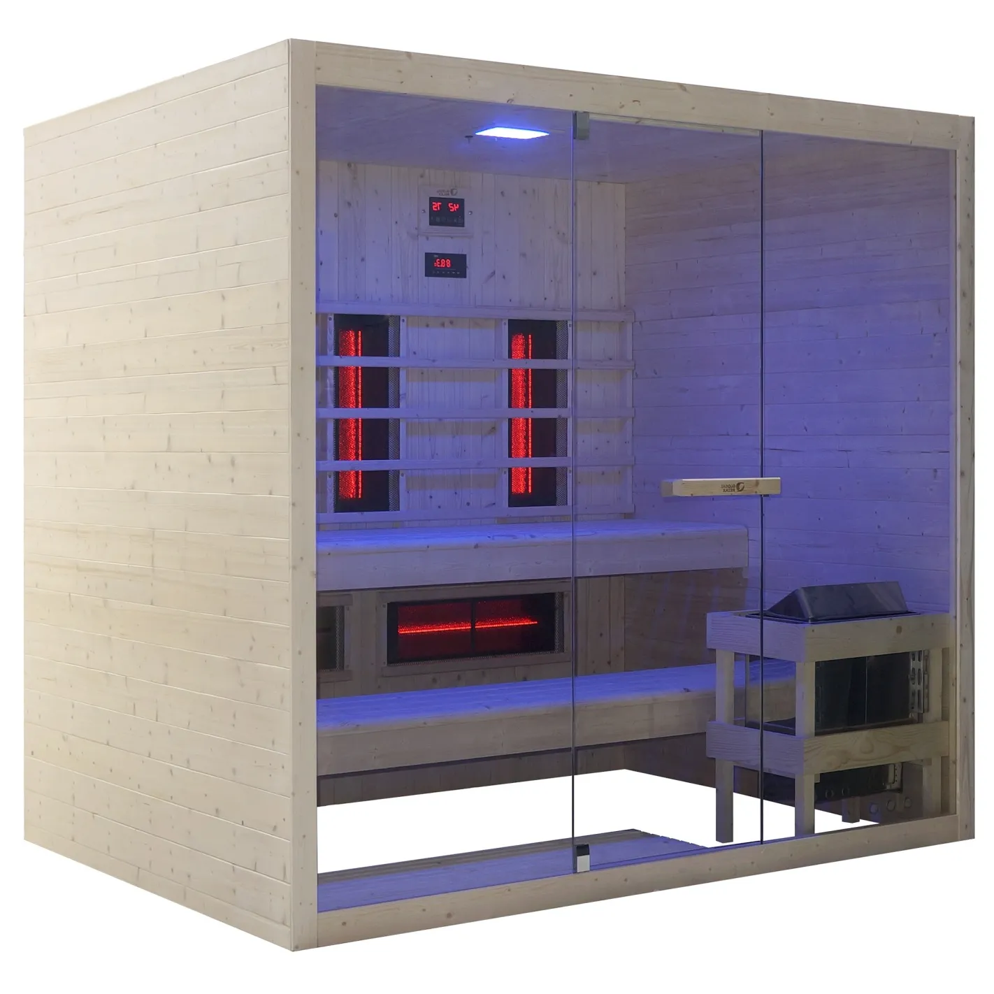 DHARANI COMBI Sauna Infrarood- en Stoomsauna tot 4 of 5 personen (Outlet)| Vurenhout