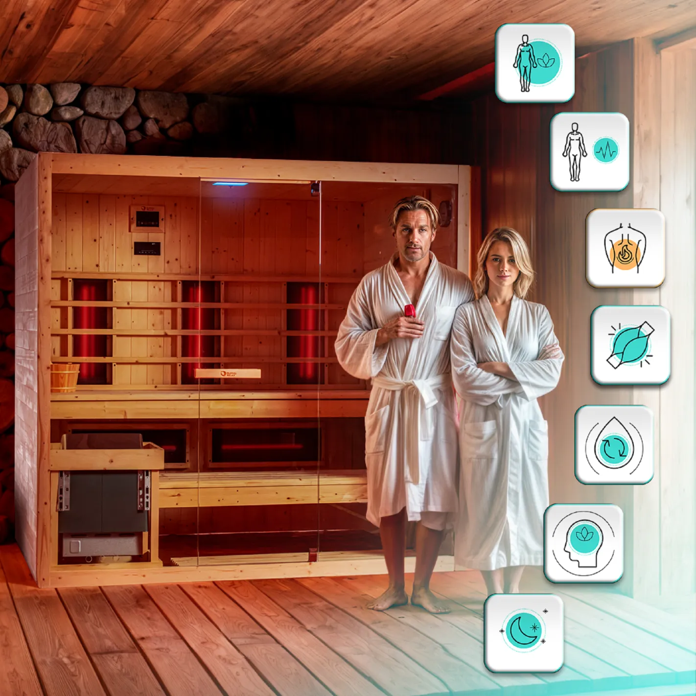 DHARANI COMBI Sauna Infrared and Steam Sauna for up to 4 or 5 Persons (Outlet)| Spruce wood