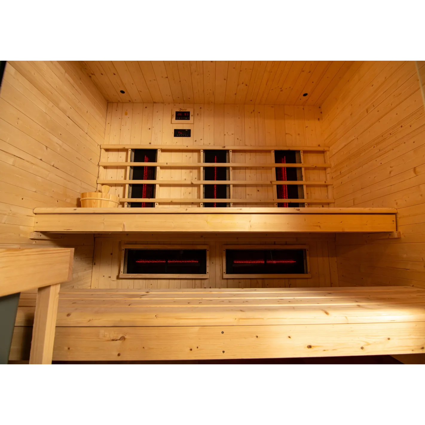 DHARANI COMBI Sauna Infrarood- en Stoomsauna tot 4 of 5 personen (Outlet)| Vurenhout